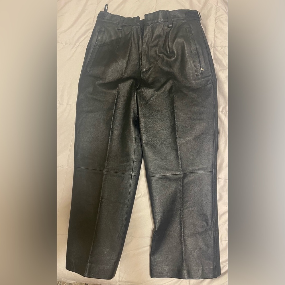 Newport News Black Genuine Leather Pants